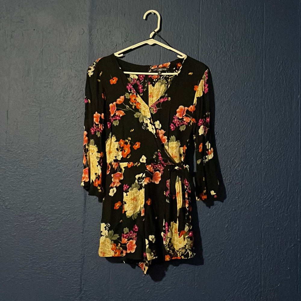 jumpsuit shorts, flower pattern